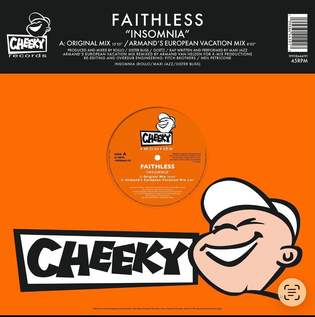 Faithless ‘Insomnia (30th Anniversary)’ Orange 12" Vinyl **PREORDER**