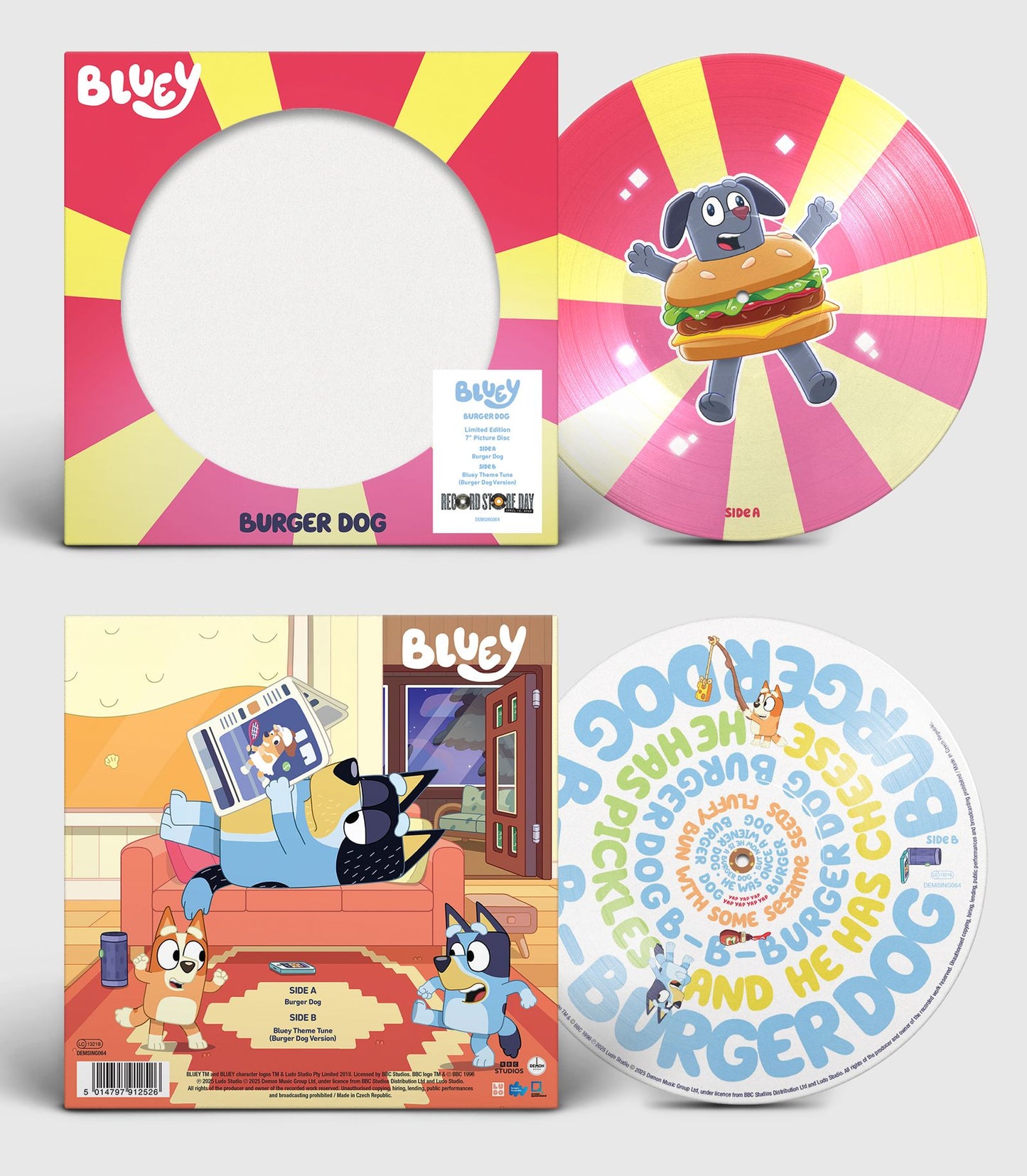 Bluey Burger Dog / Bluey Theme Tune (Burger Dog Version) 7" picture disc RECORD STORE DAY 2025 - COMING SOON